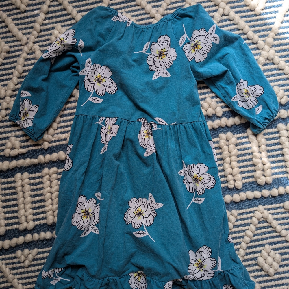 Floral Green Kids Dress - Picture 4 of 4